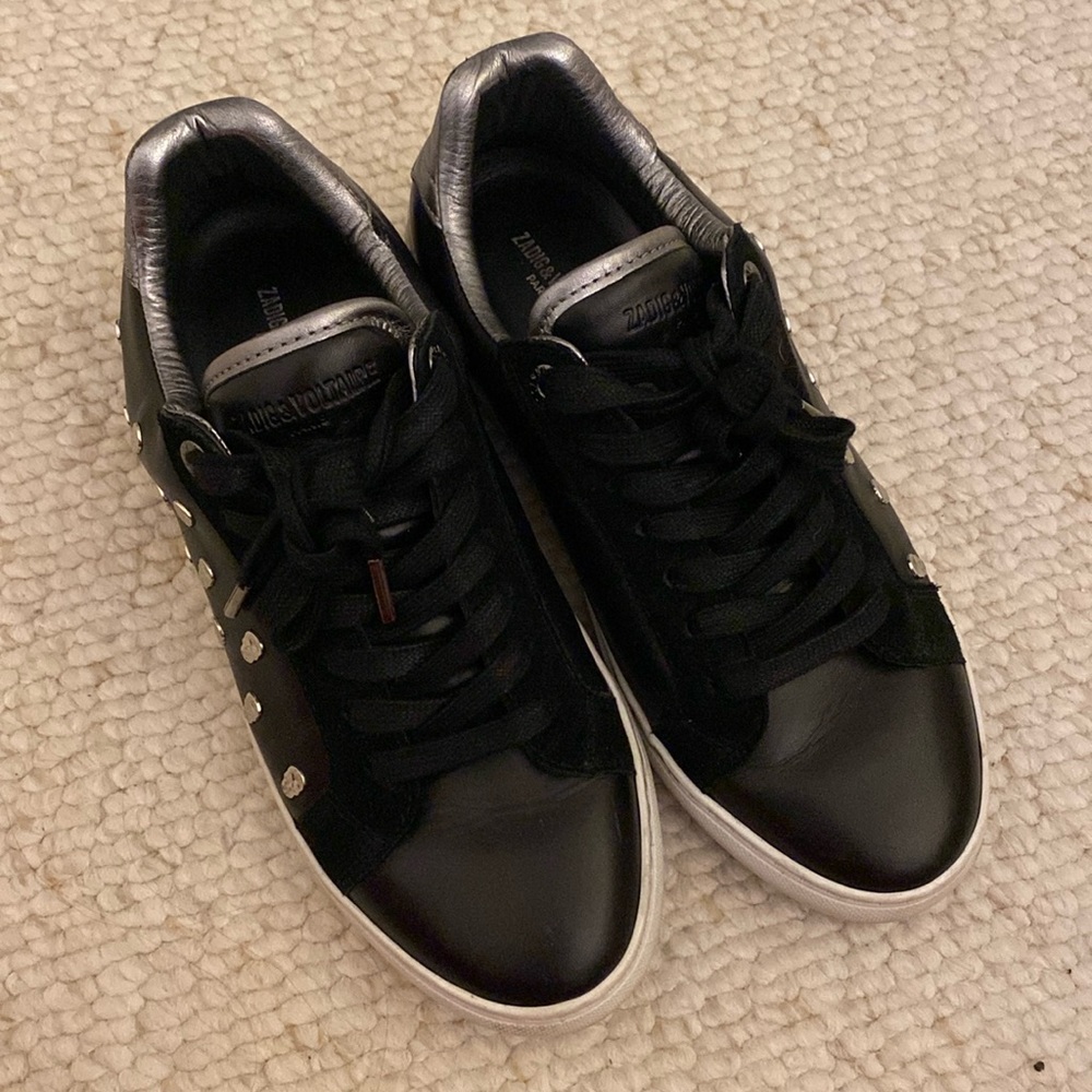 Zadig & Voltaire sz 39 Black Silver Sneakers with Skulls